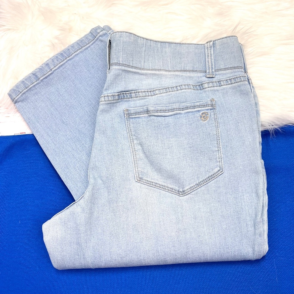 👖|•SUSAN GRAVER•| Stretch Waist Pull On Straight Leg Stretch Jeans Size 14P👖